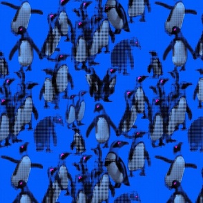 A waddle of dotty Penguins on a birding trip. Small