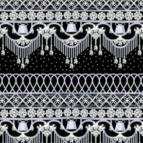 Hmong rhinestone chain pattern black