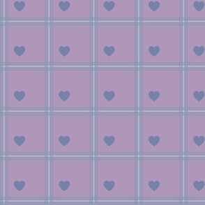 Blue and purple plaid with hearts - Small scale