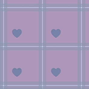 Blue and purple plaid with hearts - Medium scale