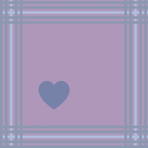 Blue and purple plaid with hearts - Large scale