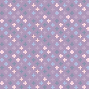 Pink, blue and purple crosses - Medium scale