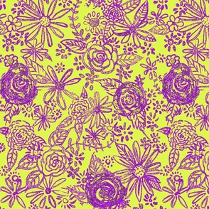 Stamped Floral // Halloween Green and Purple