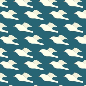 Large Scale Seagulls in Flight in Teal