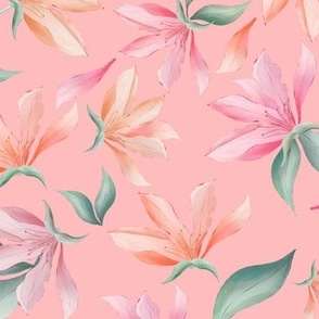 Magnolia flowers and leaves seamless pattern