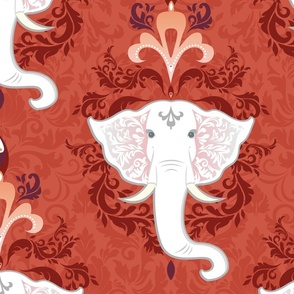 White Elephant on Tomato Red - XL