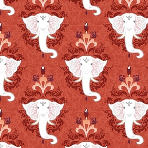 White Elephant on Tomato Red - Large