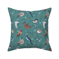 9” Backyard Birds - turquoise 