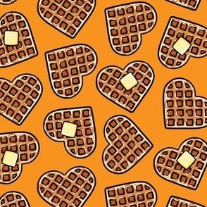 Heart shaped waffles -  breakfast food - Valentine's Day - orange - LAD22