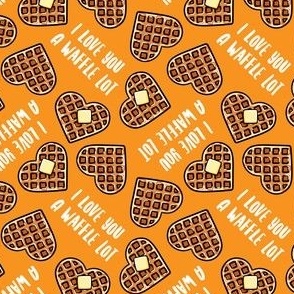 (small scale) I love you a waffle lot! - heart shaped waffles Valentine's Day - orange - LAD22