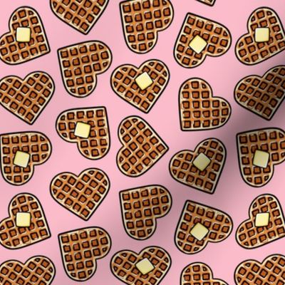 Heart shaped waffles -  breakfast food - Valentine's Day - pink - LAD22