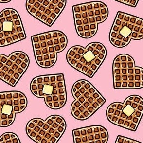 Heart shaped waffles -  breakfast food - Valentine's Day - pink - LAD22
