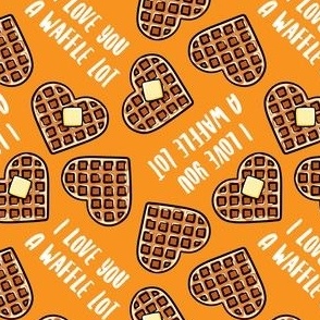 I love you a waffle lot! - heart shaped waffles Valentine's Day - orange - LAD22