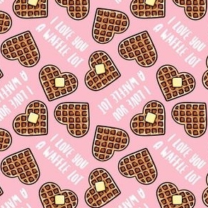 (small scale) I love you a waffle lot! - heart shaped waffles Valentine's Day - pink - LAD22