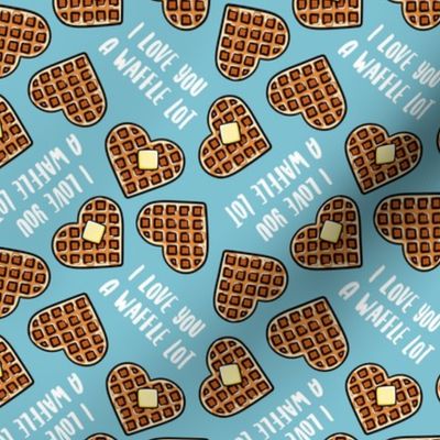 I love you a waffle lot! - heart shaped waffles Valentine's Day - summer blue - LAD22