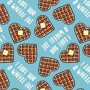 I love you a waffle lot! - heart shaped waffles Valentine's Day - summer blue - LAD22