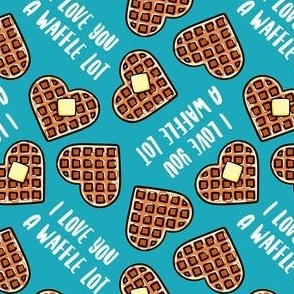 I love you a waffle lot! - heart shaped waffles Valentine's Day - blue - LAD22