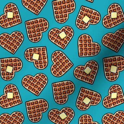 Heart shaped waffles -  breakfast food - Valentine's Day - blue - LAD22