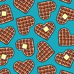 Heart shaped waffles -  breakfast food - Valentine's Day - blue - LAD22