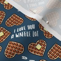 (small scale) I love you a waffle lot! - heart shaped waffles Valentine's Day - blue - LAD22