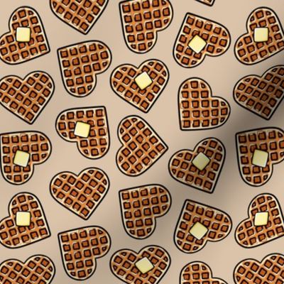 Heart shaped waffles -  breakfast food - Valentine's Day - beige - LAD22