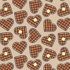 Heart shaped waffles -  breakfast food - Valentine's Day - beige - LAD22