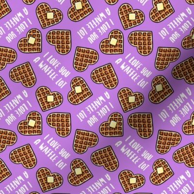 (small scale) I love you a waffle lot! - heart shaped waffles Valentine's Day - purple - LAD22