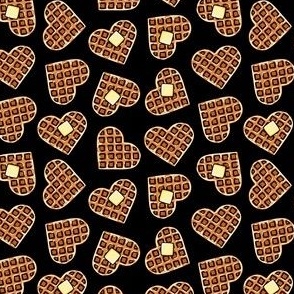 (small scale) Heart shaped waffles -  breakfast food - Valentine's Day - black - LAD22