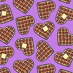 Heart shaped waffles -  breakfast food - Valentine's Day - purple - LAD22