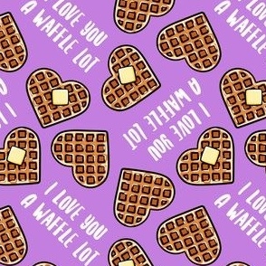 I love you a waffle lot! - heart shaped waffles Valentine's Day - purple - LAD22