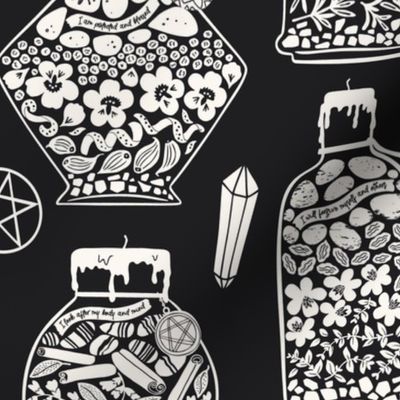 Magic Spell Bottles, just black - Eclectic Witch
