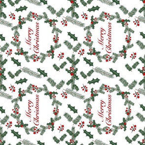 Merry Christmas Pine Needles Tea Towel