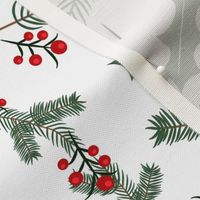 Happy Holidays Holly Pine Needles Tea Towel