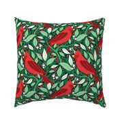 Large Christmas Cardinal Birds in Red Green