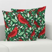 Large Christmas Cardinal Birds in Red Green