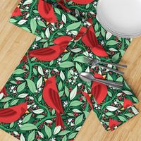 Large Christmas Cardinal Birds in Red Green