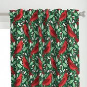 Large Christmas Cardinal Birds in Red Green