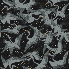 The night skies full of Japanese cranes