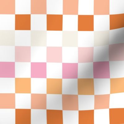 small checkerboard: sunburst, beach umbrella, pink sparkle, tangy, buff, pink razz