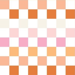 small checkerboard: sunburst, beach umbrella, pink sparkle, tangy, buff, pink razz