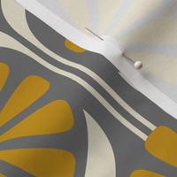 Retro Daisies  - Yellow Gold and Gray