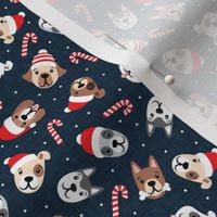 (small scale) Christmas Dogs - Holiday Pups -  navy  - LAD22