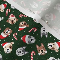 (small scale) Christmas Dogs - Holiday Pups - dark green - LAD22