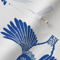 Block Print Cobalt Blue Chickadees by Angel Gerardo - Large Scale