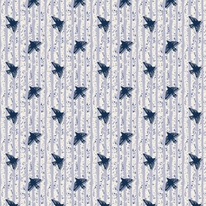 Birch Trees with Blue Birds - Blue - Small