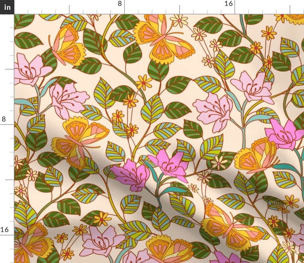 Pretty Retro Butterfly Floral Modern Vintage