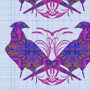 Maximalist Boho Pheasants, purple, 9 inch
