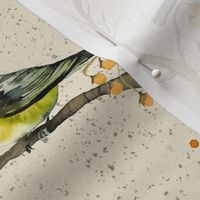 Birds tree watercolor - Rustic beige - Medium 