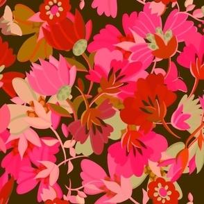 Spoonflower Removable Wallpaper 12ft x 2ft - Bold Coral Magenta Lv