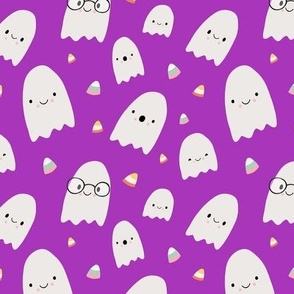 Halloween Cute Ghosts Purple Small Scale